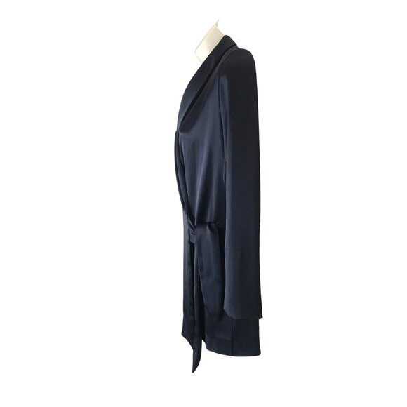 Nanushka Opium Satin Wrap Jacket Navy Blue Size XS - Picture 5 of 8